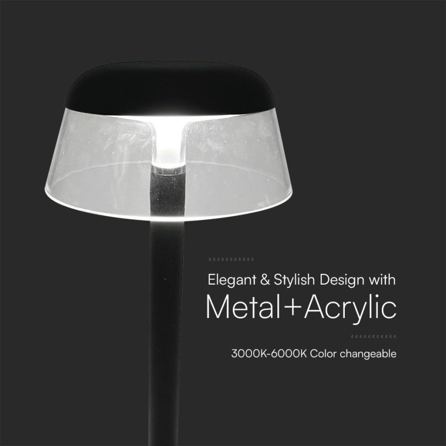 LED Stmívatelná nabíjecí dotyková stolní lampa LED/3W/5V 3000-6000K 1800 mAh černá