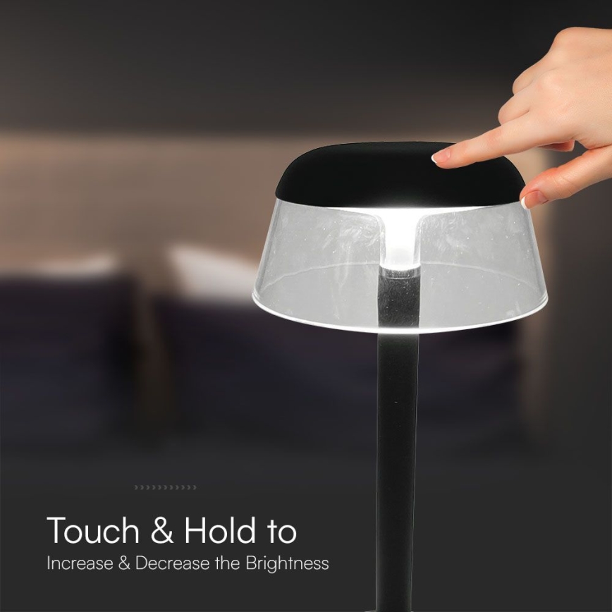 LED Stmívatelná nabíjecí dotyková stolní lampa LED/3W/5V 3000-6000K 1800 mAh černá