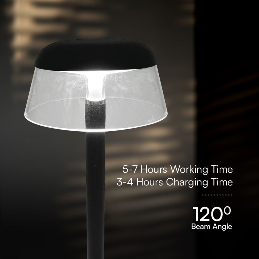 LED Stmívatelná nabíjecí dotyková stolní lampa LED/3W/5V 3000-6000K 1800 mAh černá