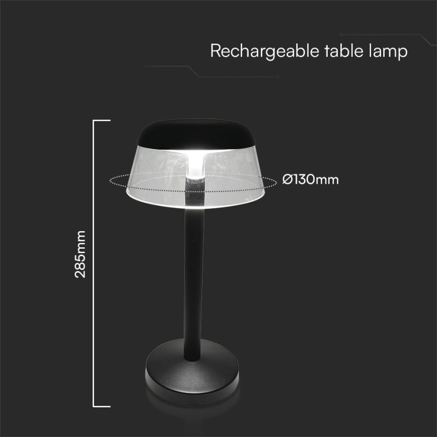 LED Stmívatelná nabíjecí dotyková stolní lampa LED/3W/5V 3000-6000K 1800 mAh černá
