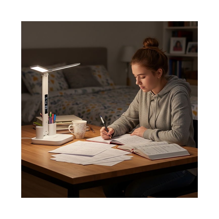 LED Stmívatelná nabíjecí stolní lampa NOBLITE P LED/5W/5V 3000/4000/6000K 2200 mAh bílá