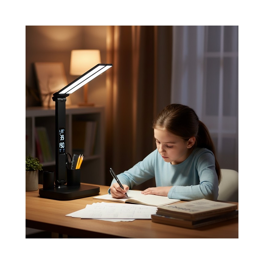 LED Stmívatelná nabíjecí stolní lampa NOBLITE P LED/5W/5V 3000/4000/6000K 2200 mAh černá