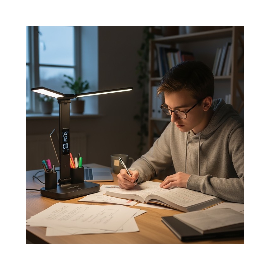LED Stmívatelná nabíjecí stolní lampa NOBLITE P LED/5W/5V 3000/4000/6000K 2200 mAh černá
