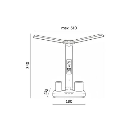 LED Stmívatelná nabíjecí stolní lampa NOBLITE P LED/5W/5V 3000/4000/6000K 2200 mAh černá
