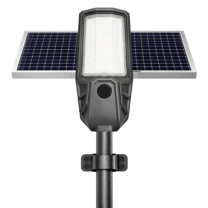 LED Stmívatelná pouliční lampa se senzorem a solárním panelem KOBRA LED/400W/3,2V 24000 mAh IP65 antracit + dálkové ovládání