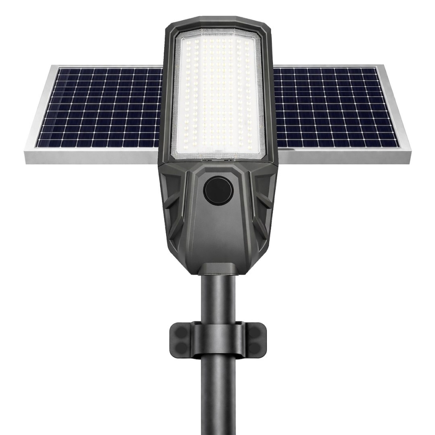 LED Stmívatelná pouliční lampa se senzorem a solárním panelem KOBRA LED/400W/3,2V 24000 mAh IP65 antracit + dálkové ovládání