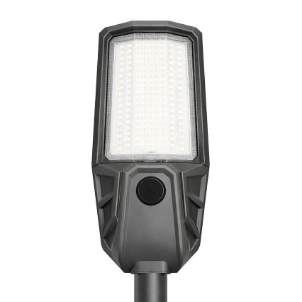 LED Stmívatelná pouliční lampa se senzorem a solárním panelem KOBRA LED/400W/3,2V 24000 mAh IP65 antracit + dálkové ovládání