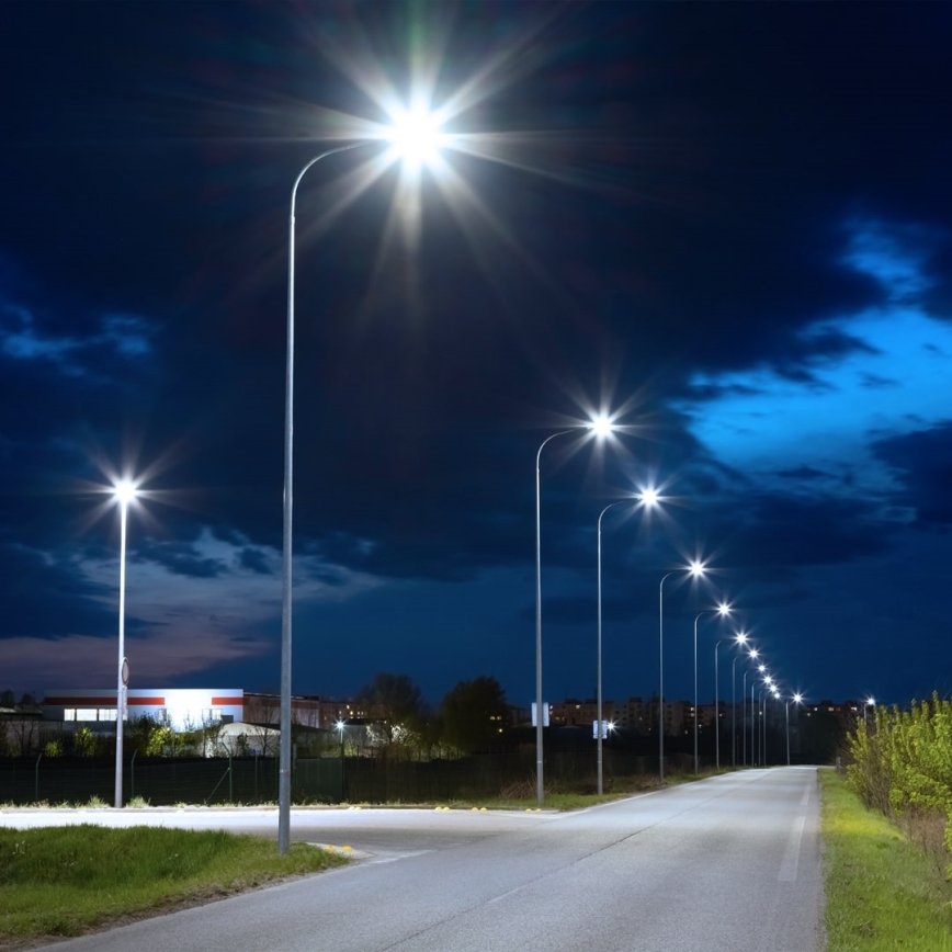 LED Stmívatelná pouliční lampa se soumrakovým senzorem a solárním panelem LED/200W/20000 mAh 6500K IP65 šedá