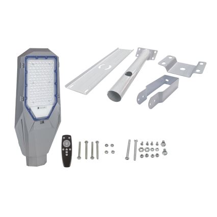 LED Stmívatelná pouliční lampa se soumrakovým senzorem a solárním panelem LED/200W/20000 mAh 6500K IP65 šedá