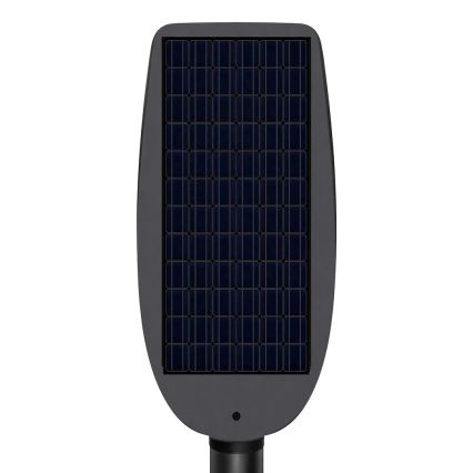 LED Stmívatelná solární pouliční lampa se senzorem VENICE LED/200W/3,2V 12000 mAh IP65 černá + dálkové ovládání