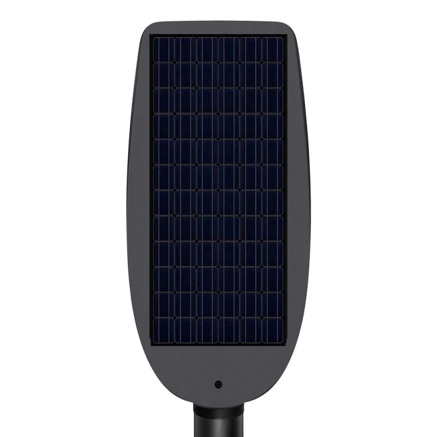 LED Stmívatelná solární pouliční lampa se senzorem VENICE LED/200W/3,2V 12000 mAh IP65 černá + dálkové ovládání