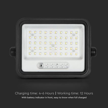 LED Stmívatelný solární reflektor LED/100W/3,2V 2000-8000K IP65 5000 mAh černá + dálkové ovládání