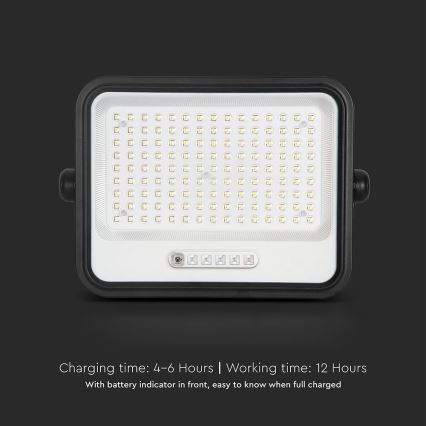 LED Stmívatelný solární reflektor LED/300W/3,2V 2000-8000K IP65 15000 mAh černá + dálkové ovládání