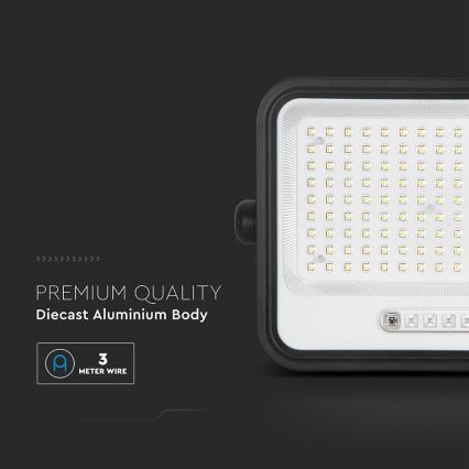 LED Stmívatelný solární reflektor LED/300W/3,2V 2000-8000K IP65 15000 mAh černá + dálkové ovládání