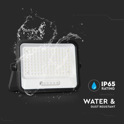 LED Stmívatelný solární reflektor LED/300W/3,2V 2000-8000K IP65 15000 mAh černá + dálkové ovládání