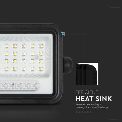 LED Stmívatelný solární reflektor LED/50W/3,2V 2000-8000K IP65 3800 mAh černá + dálkové ovládání