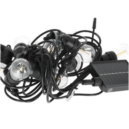 LED Stmívatelný solární dekorační řetěz STARLIGHT NEO 10xE27/3,7V 2700K IP54 1200 mAh 11,5m + dálkové ovládání