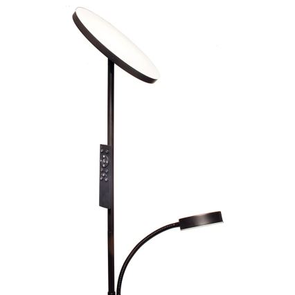 LED Stmívatelná stojací lampa NORA LED/25W/230V 2200/3000/4000K + LED/5W 3000K černá + dálkové ovládání