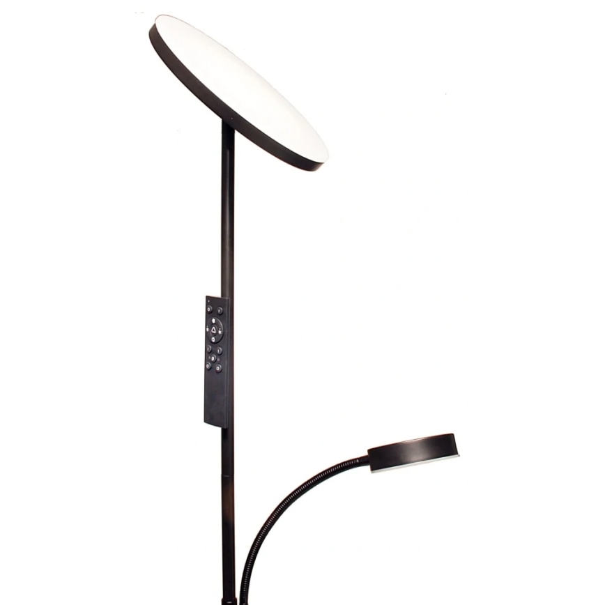 LED Stmívatelná stojací lampa NORA LED/25W/230V 2200/3000/4000K + LED/5W 3000K černá + dálkové ovládání