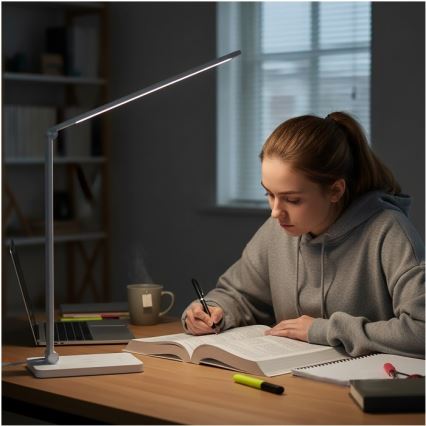 LED Stmívatelná stolní lampa s bezdrátovým nabíjením QI NOBLITE Q LED/7W/230V 3000/4000/6500K bílá