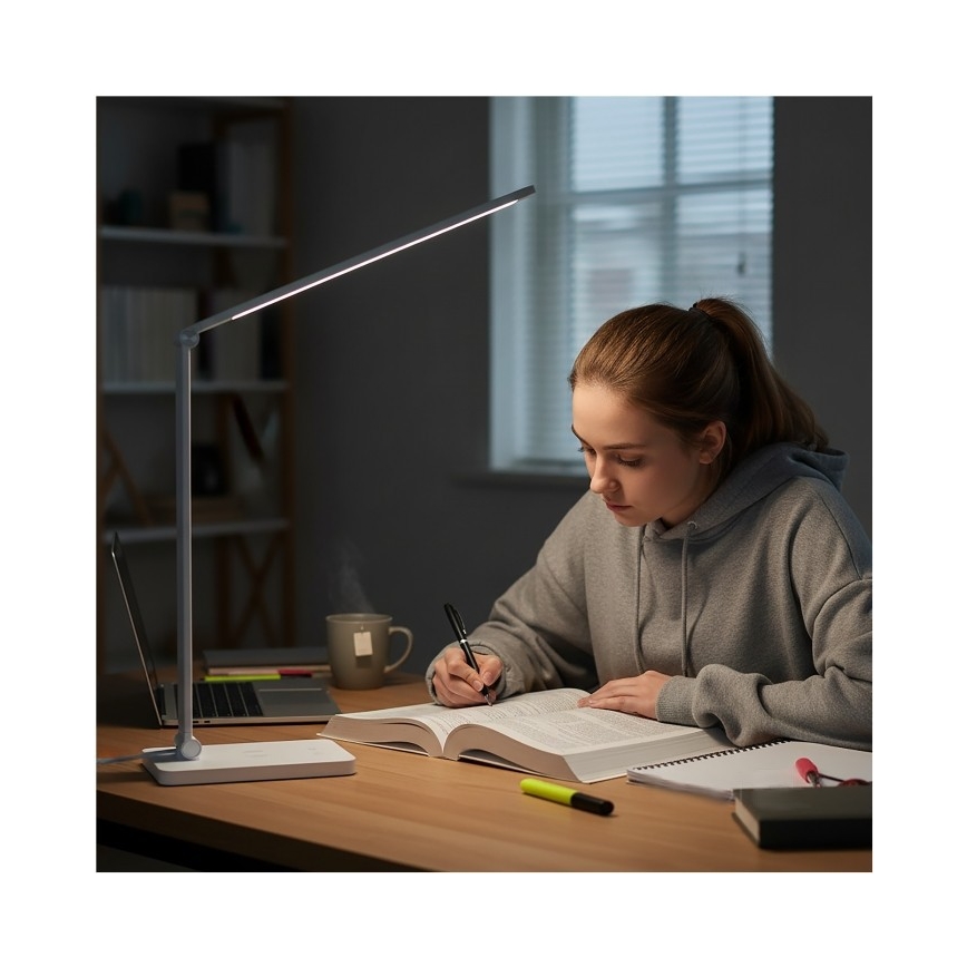 LED Stmívatelná stolní lampa s bezdrátovým nabíjením QI NOBLITE Q LED/7W/230V 3000/4000/6500K bílá