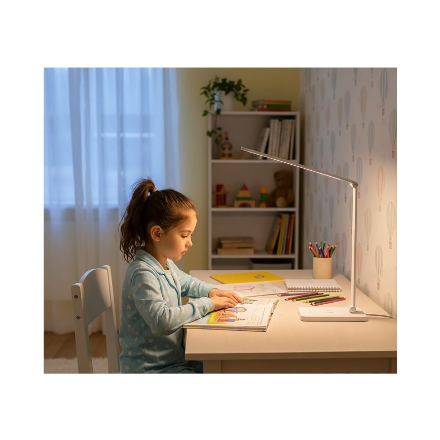 LED Stmívatelná stolní lampa s bezdrátovým nabíjením QI NOBLITE Q LED/7W/230V 3000/4000/6500K bílá