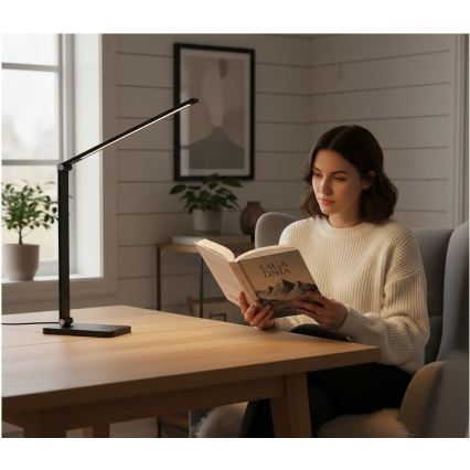 LED Stmívatelná stolní lampa s bezdrátovým nabíjením QI NOBLITE Q LED/7W/230V 3000/4000/6500K černá