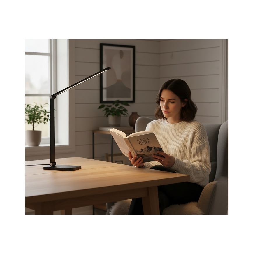 LED Stmívatelná stolní lampa s bezdrátovým nabíjením QI NOBLITE Q LED/7W/230V 3000/4000/6500K černá