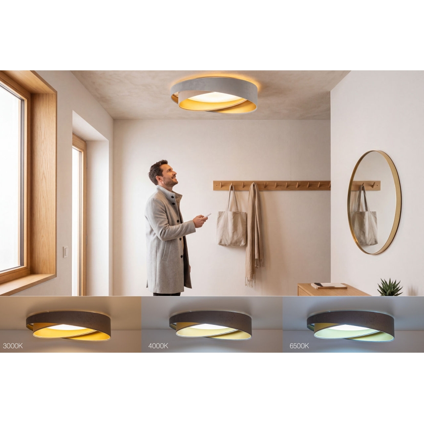 LED Stmívatelné stropní svítidlo SMART GALAXY MODERN LED/24W/230V 3000-6500K pr. 55 cm šedá/béžová/zlatá + dálkové ovládání