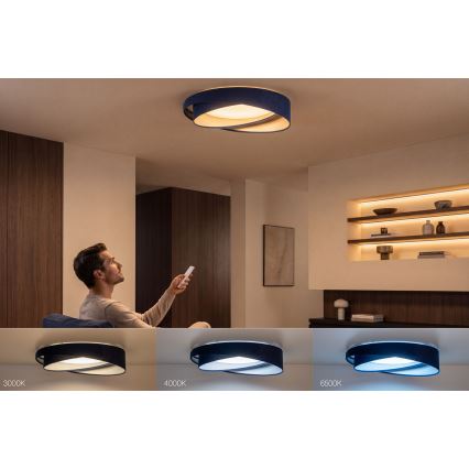 LED Stmívatelné stropní svítidlo SMART GALAXY MODERN LED/24W/230V 3000-6500K pr. 55 cm modrá/stříbrná + dálkové ovládání