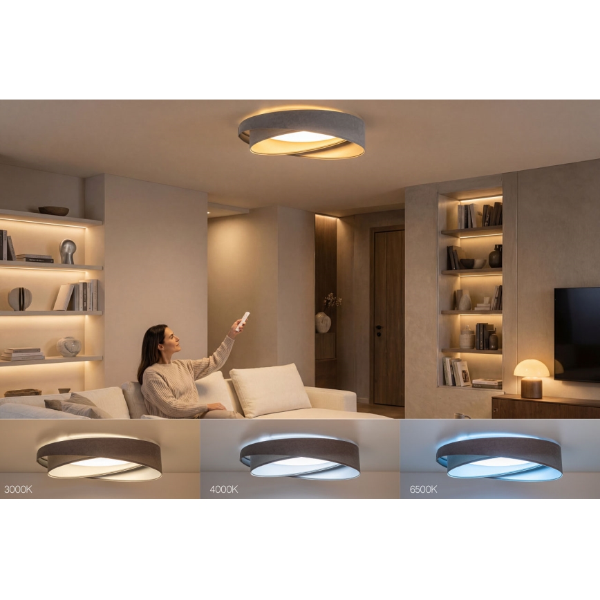 LED Stmívatelné stropní svítidlo SMART GALAXY MODERN LED/24W/230V 3000-6500K pr. 55 cm šedá/stříbrná + dálkové ovládání