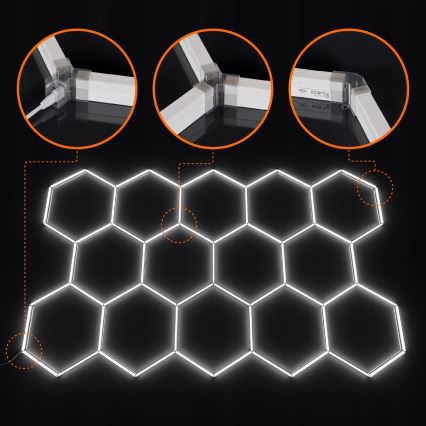 LED Stmívatelné stropní svítidlo HEXAGON LED/570W/85-265V 5000K 522x298 cm CRI 90 IP54 bílá