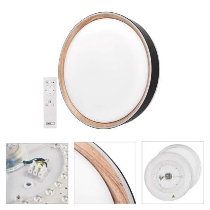 LED Stmívatelné stropní svítidlo ILVI LED/30W/230V 2700-6500K pr. 40 cm černá/béžová + dálkové ovládání