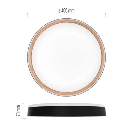 LED Stmívatelné stropní svítidlo ILVI LED/30W/230V 2700-6500K pr. 40 cm černá/béžová + dálkové ovládání