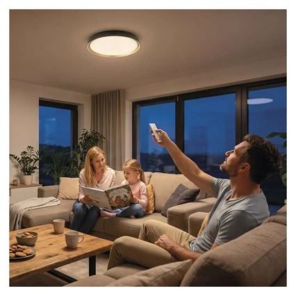 LED Stmívatelné stropní svítidlo ILVI LED/30W/230V 2700-6500K pr. 40 cm černá/mosaz + dálkové ovládání