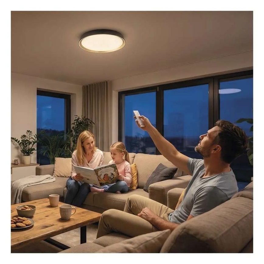 LED Stmívatelné stropní svítidlo ILVI LED/30W/230V 2700-6500K pr. 40 cm černá/mosaz + dálkové ovládání