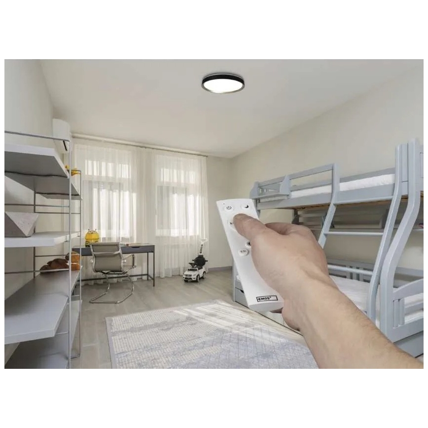 LED Stmívatelné stropní svítidlo ILVI LED/30W/230V 2700-6500K pr. 40 cm černá/mosaz + dálkové ovládání