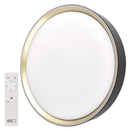 LED Stmívatelné stropní svítidlo ILVI LED/30W/230V 2700-6500K pr. 40 cm černá/mosaz + dálkové ovládání