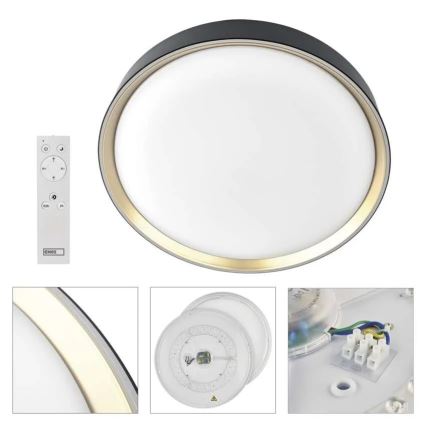 LED Stmívatelné stropní svítidlo ILVI LED/30W/230V 2700-6500K pr. 40 cm černá/mosaz + dálkové ovládání