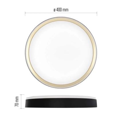 LED Stmívatelné stropní svítidlo ILVI LED/30W/230V 2700-6500K pr. 40 cm černá/mosaz + dálkové ovládání