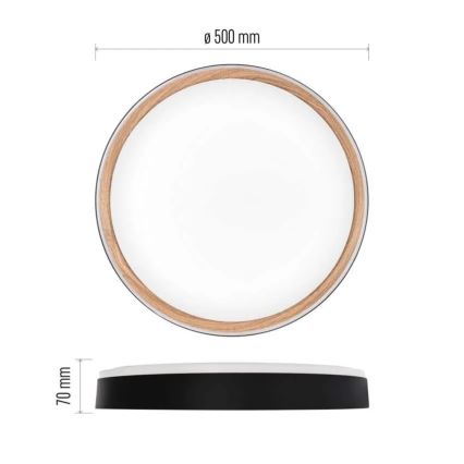 LED Stmívatelné stropní svítidlo ILVI LED/45W/230V 2700-6500K pr. 50 cm černá/béžová + dálkové ovládání
