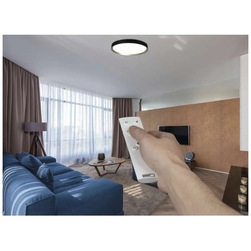 LED Stmívatelné stropní svítidlo ILVI LED/45W/230V 2700-6500K pr. 50 cm černá/mosaz + dálkové ovládání