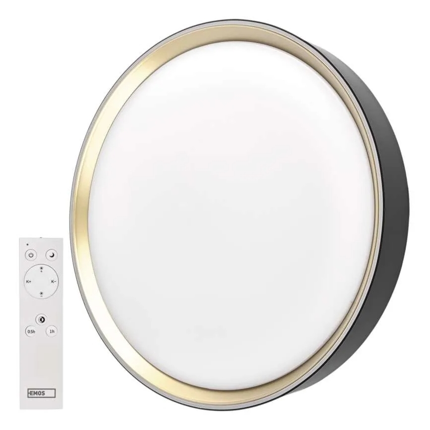 LED Stmívatelné stropní svítidlo ILVI LED/45W/230V 2700-6500K pr. 50 cm černá/mosaz + dálkové ovládání