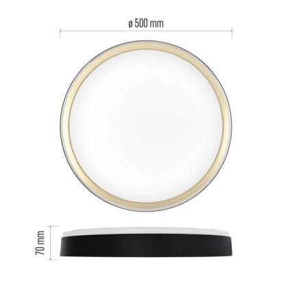 LED Stmívatelné stropní svítidlo ILVI LED/45W/230V 2700-6500K pr. 50 cm černá/mosaz + dálkové ovládání