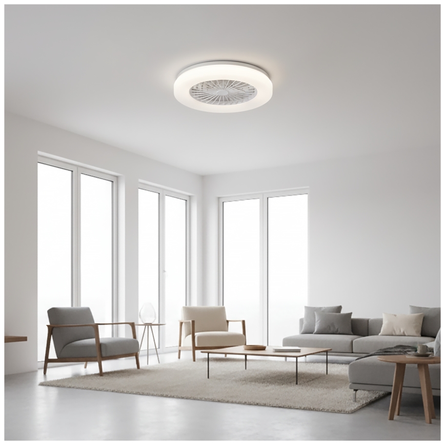 LED Stmívatelné stropní svítidlo s ventilátorem VENTELUX LED/24W/230V 3000/4000/6500K pr. 45 cm bílá + dálkové ovládání