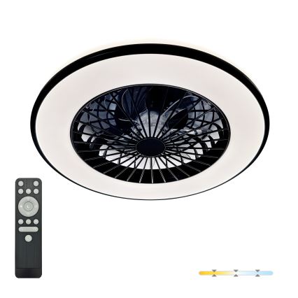 LED Stmívatelné stropní svítidlo s ventilátorem VENTELUX LED/48W/230V 3000/4000/6500K pr. 48,5 cm černá + dálkové ovládání