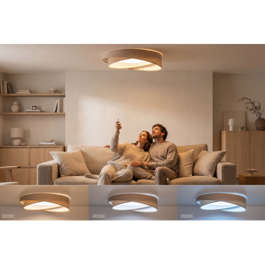 LED Stmívatelné stropní svítidlo SMART GALAXY MODERN LED/24W/230V 3000-6500K pr. 55 cm béžová/bílá + dálkové ovládání