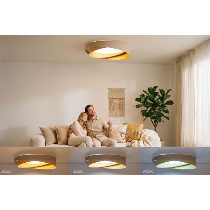 LED Stmívatelné stropní svítidlo SMART GALAXY MODERN LED/24W/230V 3000-6500K pr. 55 cm béžová/zlatá + dálkové ovládání