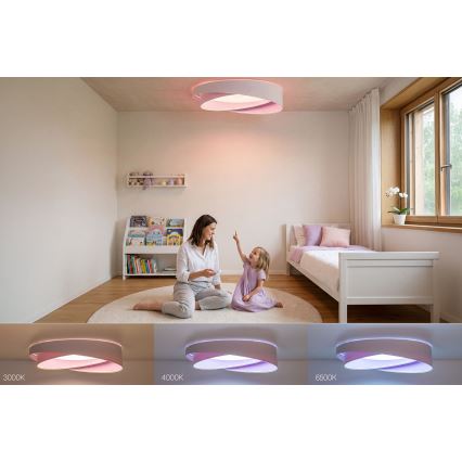 LED Stmívatelné stropní svítidlo SMART GALAXY MODERN LED/24W/230V 3000-6500K pr. 55 cm bílá/fialová + dálkové ovládání