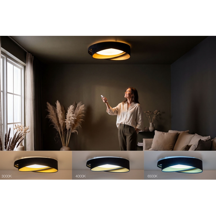 LED Stmívatelné stropní svítidlo SMART GALAXY MODERN LED/24W/230V 3000-6500K pr. 55 cm černá/zlatá + dálkové ovládání